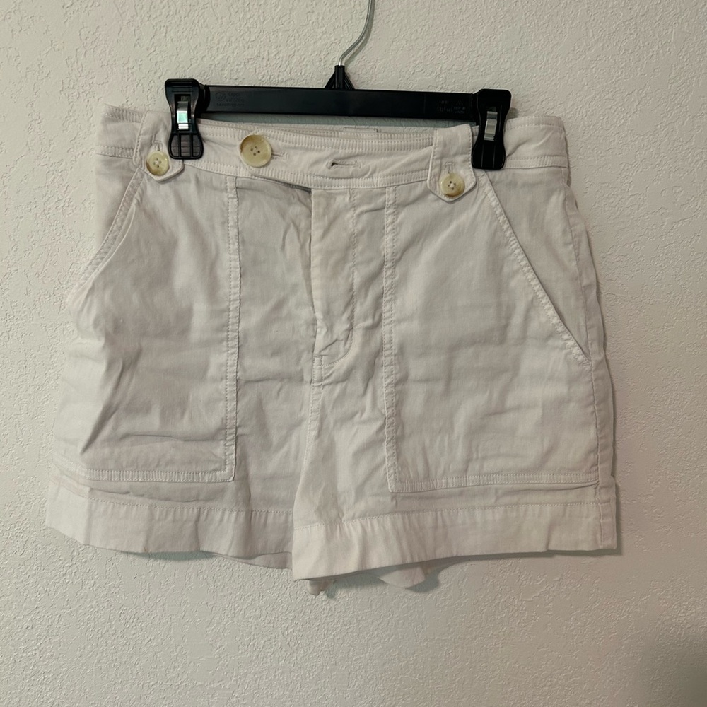 Anthropologie White Cargo Shorts Lightweight Cotton Blend